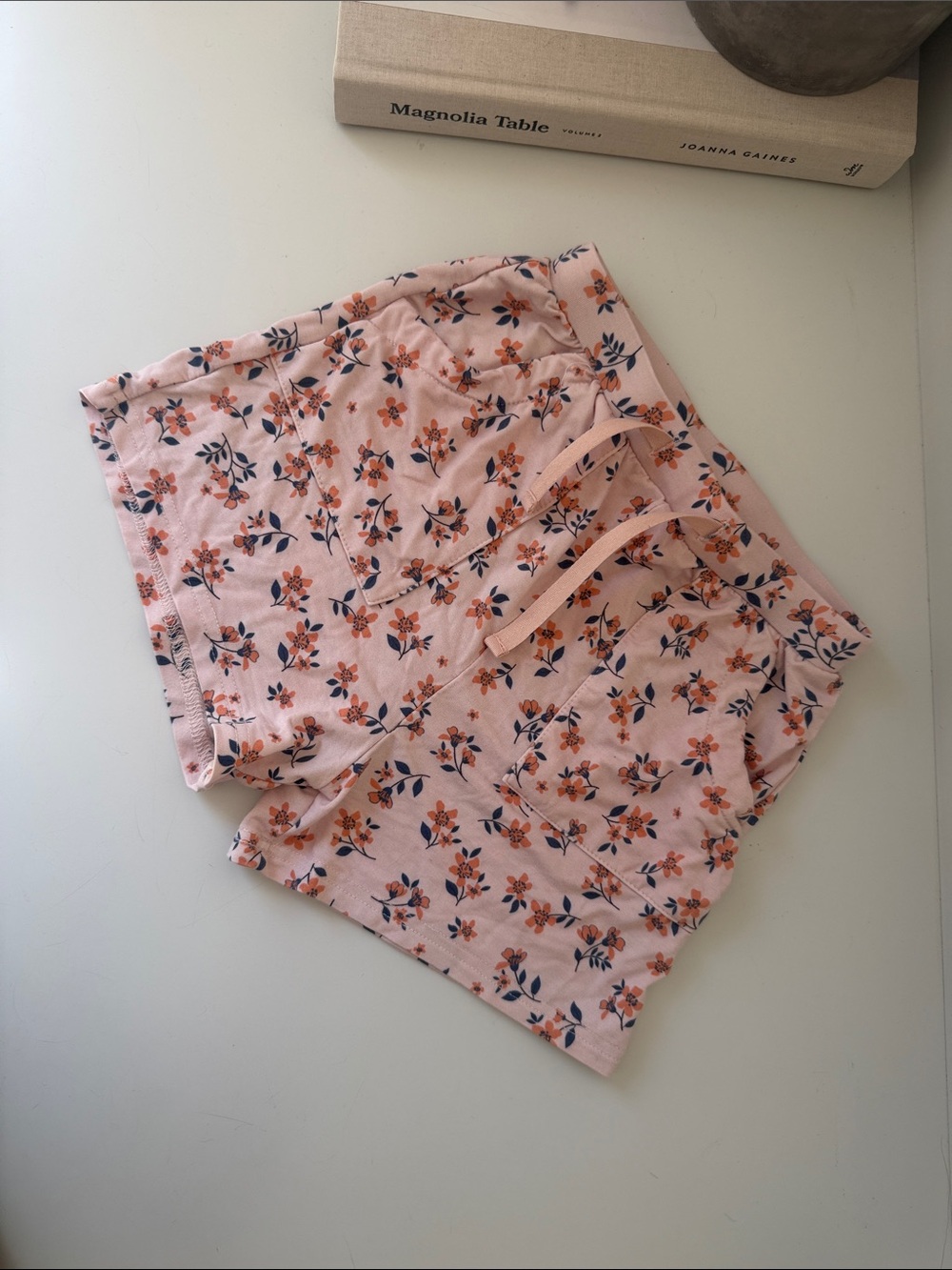 Floral Pink Bamboo Drawstring Lounge Shorts